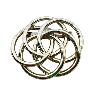 Interlocking gold ring brooch pin